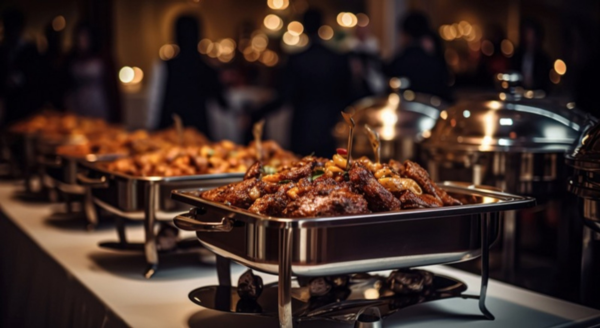 Kleo's Kitchen catering buffet with chafing dishes
